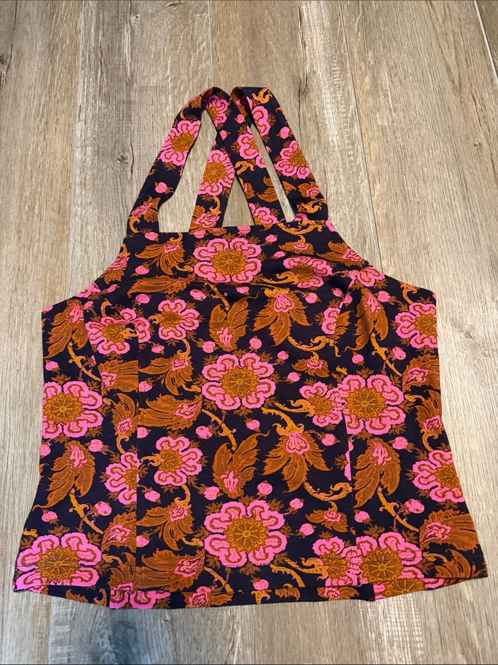 Porridge Floral Pattern Pink & Brown Sleeveless Women's Top